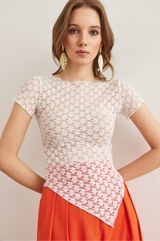 Top en dentelle - Blanc