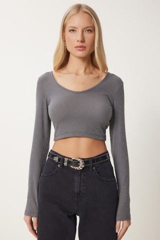 Crop top - Gris foncé