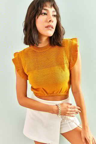 Pull court - Moutarde