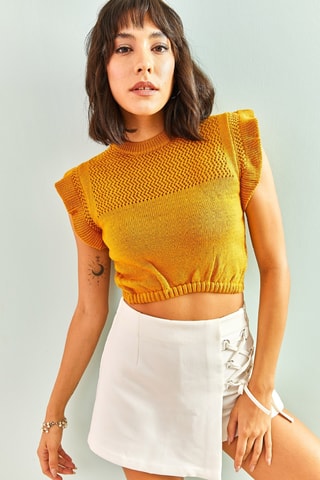 Pull court - Moutarde