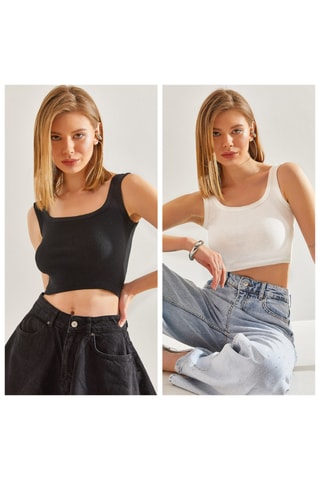 2 crop tops - Noir et blanc