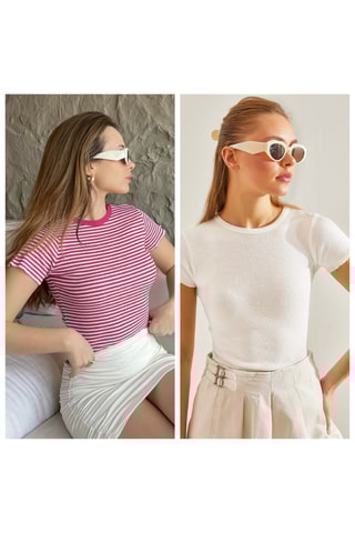 2 tops - Fuchsia et blanc