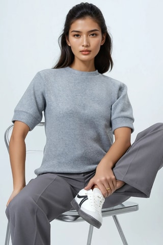 Top - Gris clair chiné