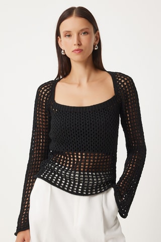Top en crochet - Noir