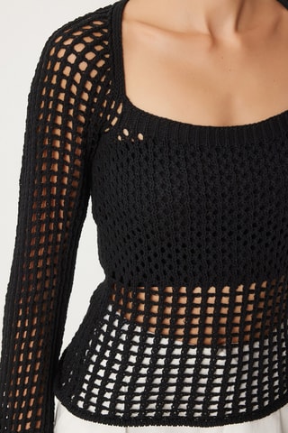 Top en crochet - Noir