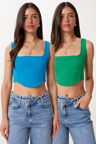 2 crop tops - Vert et turquoise