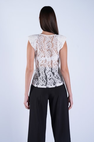 Top en dentelle - Blanc