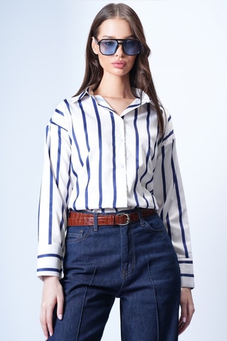 Chemisier - Bleu marine et blanc