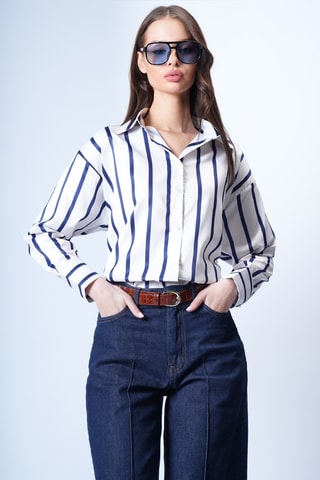 Chemisier - Bleu marine et blanc