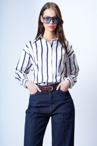 Chemisier - Bleu marine et blanc