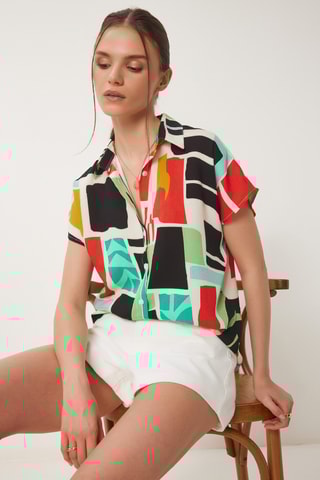 Chemisier - Noir et vert clair