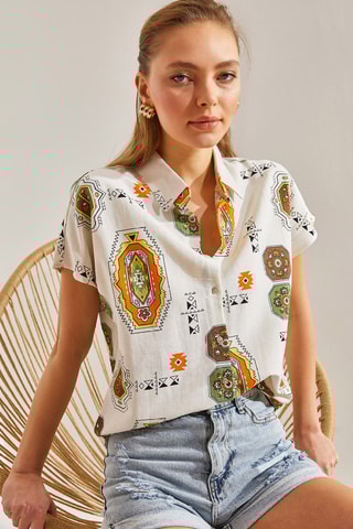 Chemisier en lin - Orange