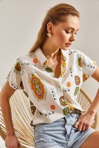 Chemisier en lin - Orange