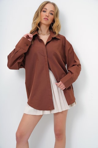 Chemisier oversize - Marron