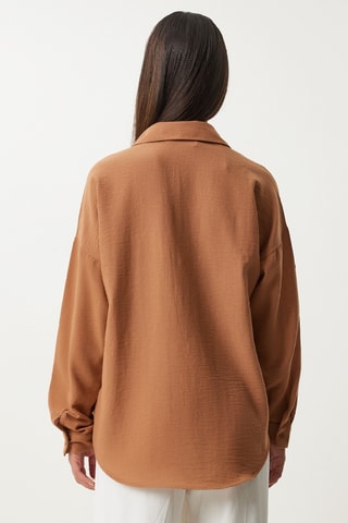 Chemisier oversize en lin - Camel