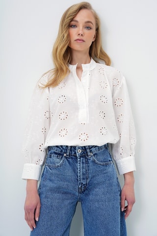 Blouse en broderie anglaise - Blanc