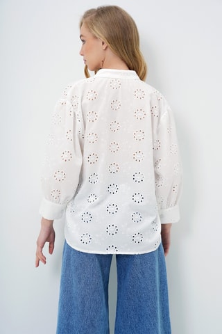 Blouse en broderie anglaise - Blanc