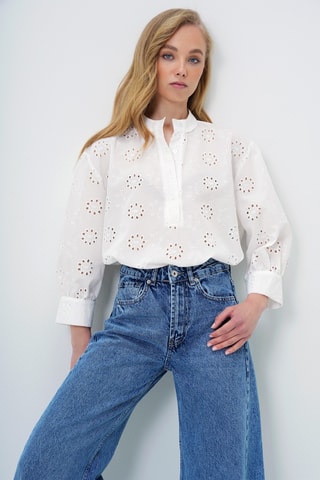 Blouse en broderie anglaise - Blanc