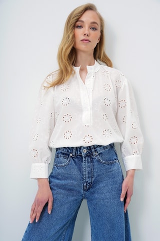Blouse en broderie anglaise - Blanc