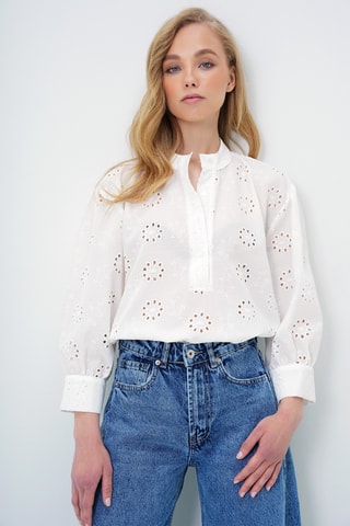 Blouse en broderie anglaise - Blanc