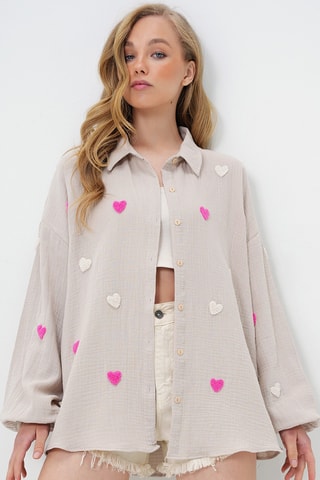 Chemisier oversize - Beige