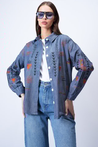 Chemisier - Bleu cobalt