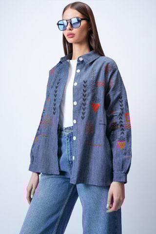 Chemisier - Bleu cobalt