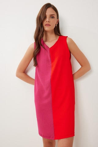 Robe droite - Fuchsia et rouge