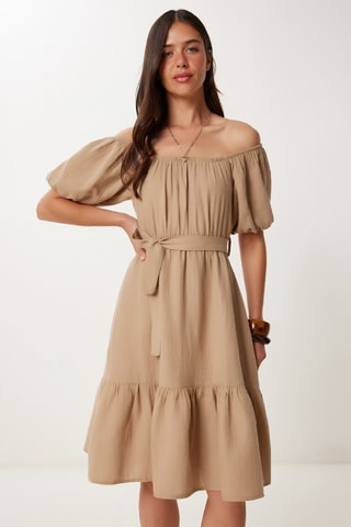 Robe midi - Beige