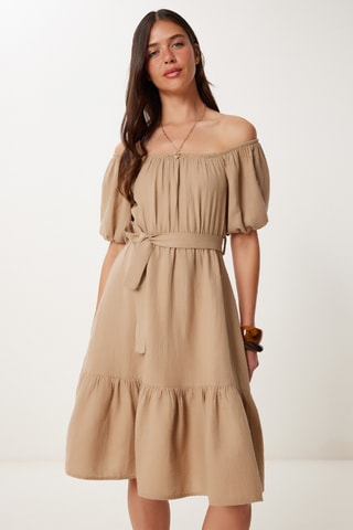 Robe midi - Beige