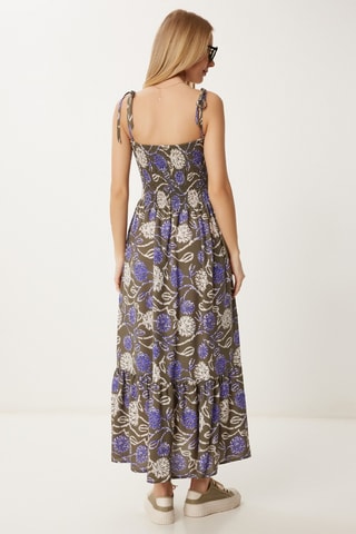 Robe longue - Kaki et blanc