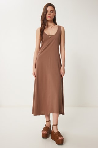 Robe midi - Marron