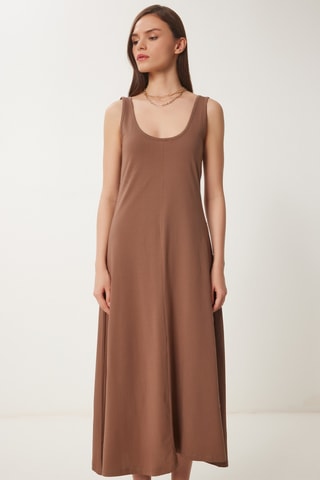 Robe midi - Marron