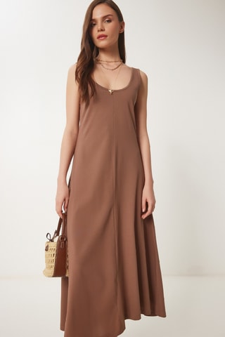 Robe midi - Marron