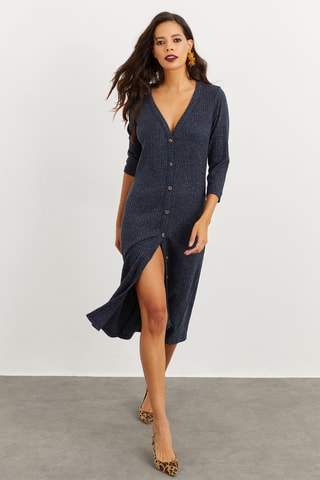 Robe chemise - Bleu marine chiné
