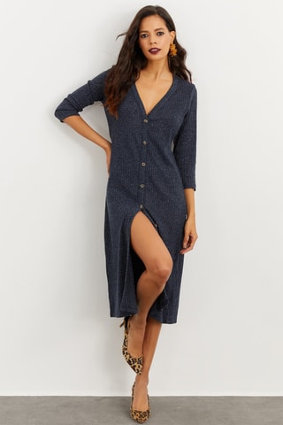 Robe chemise - Bleu marine chiné