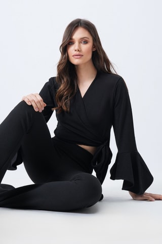 Crop top portefeuille - Noir