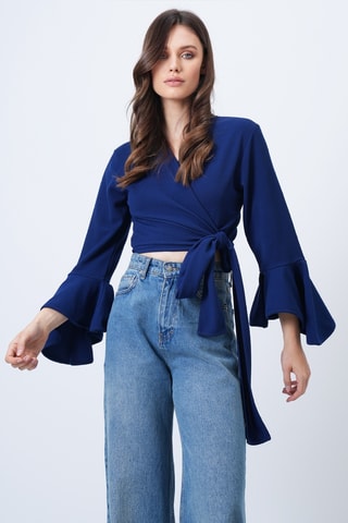 Crop top portefeuille - Bleu marine