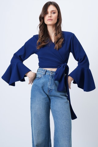 Crop top portefeuille - Bleu marine