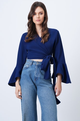 Crop top portefeuille - Bleu marine