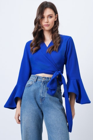 Crop top portefeuille - Bleu roi