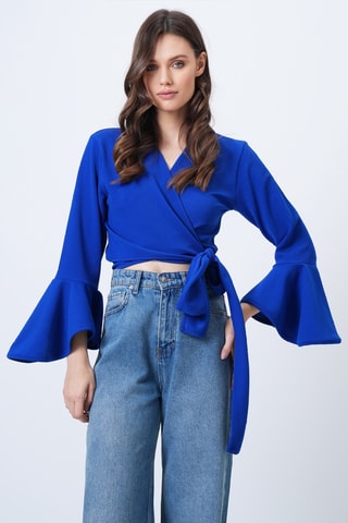 Crop top portefeuille - Bleu roi