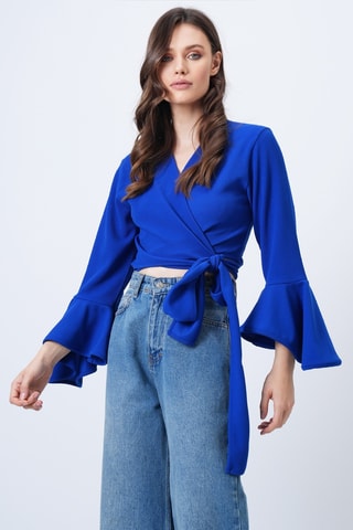 Crop top portefeuille - Bleu roi