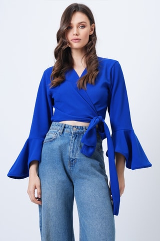 Crop top portefeuille - Bleu roi