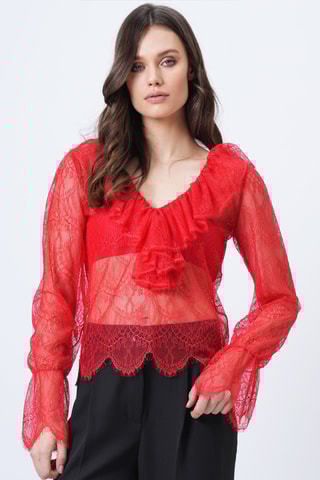 Top en dentelle - Rouge