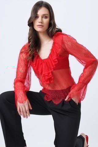 Top en dentelle - Rouge