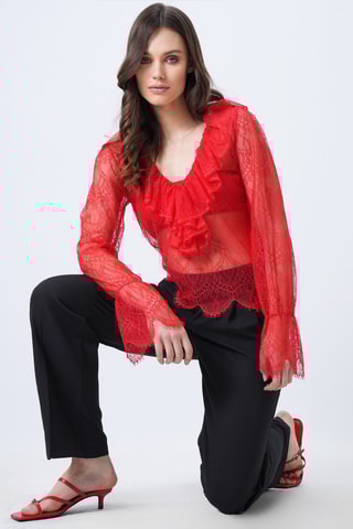 Top en dentelle - Rouge