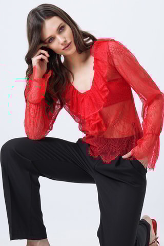 Top en dentelle - Rouge