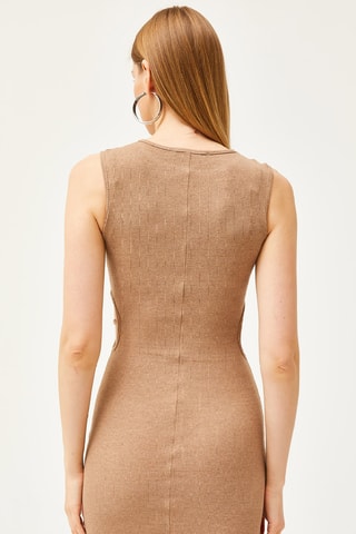 Robe fourreau - Camel