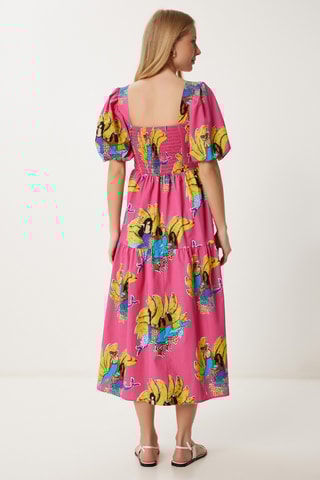 Robe midi - Rose et jaune